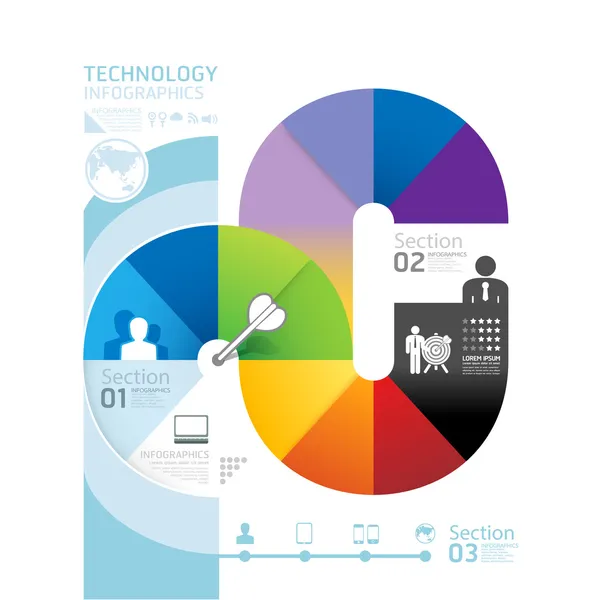 Diseño infográfico abstracto Plantilla de tecnología de estilo de forma de círculo mínimo — Vector de stock