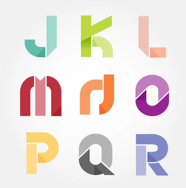 Alphabet modernen Papierschnitt abstrakten Stil Design. Vektorillustrationen — Stockvektor