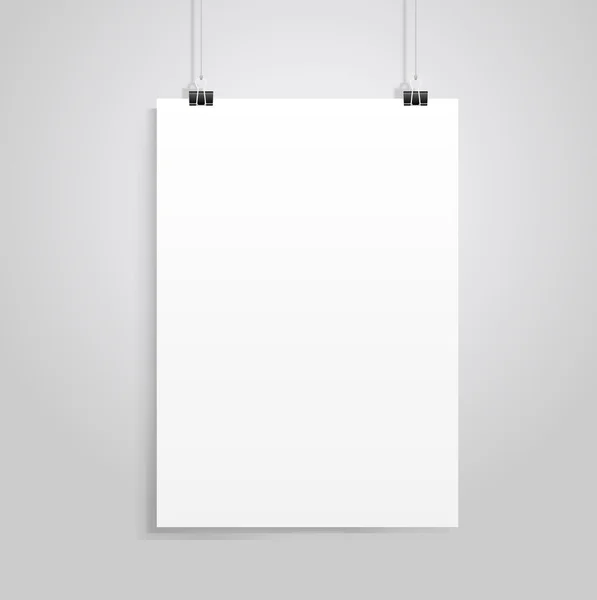 Papel blanco con clip vecrot — Vector de stock