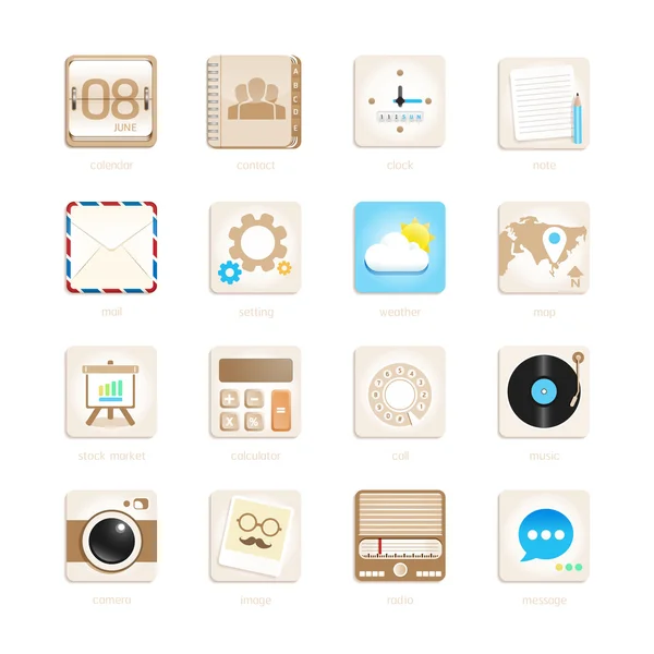 Apps icons set retro style. Vector illustration — Stock Vector