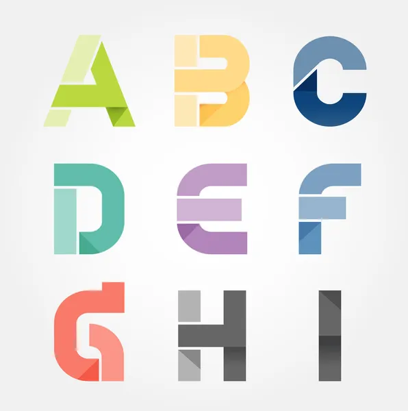 Alphabet modernen Papierschnitt abstrakten Stil Design. Vektorillustrationen — Stockvektor