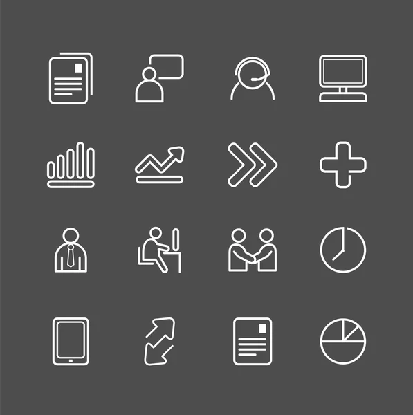 Iconos de línea blanca de negocios conjunto — Archivo Imágenes Vectoriales