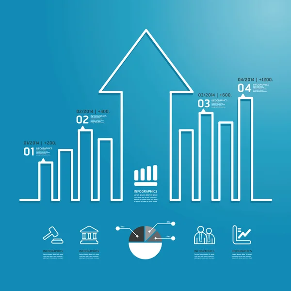 Modelo de estilo de linha de diagrama de negócios de seta — Vetor de Stock