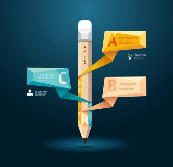 Modelo de infográfico estilo lápis — Vetor de Stock