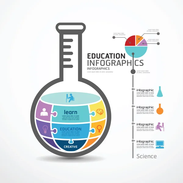 Infographic Template with test tube jigsaw banner — Stock Vector