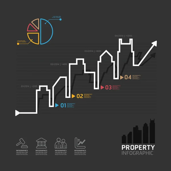 Plantilla de estilo de línea de diagrama de negocio inmobiliario — Vector de stock