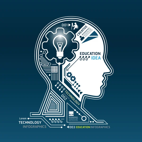 Creative head abstract circuit technology infographic — Stock Vector