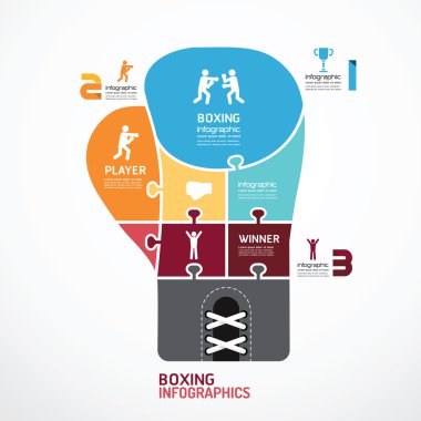 Infographic Template boxing jigsaw banner clipart