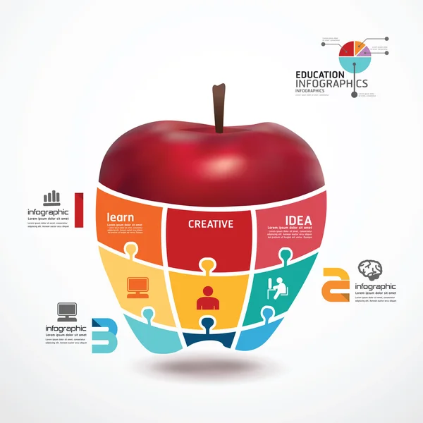 Plantilla de infografía con banner de rompecabezas de manzana — Archivo Imágenes Vectoriales