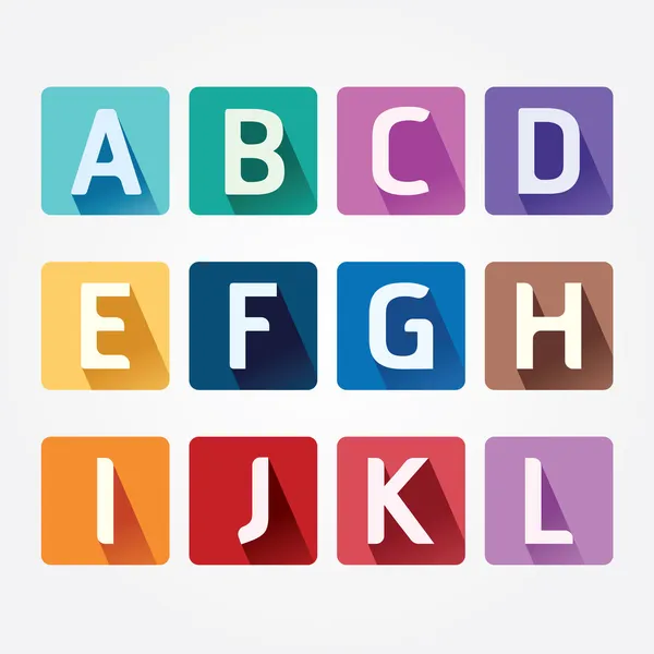 Alphabet colorful Font with Sahdow Style — Stock Vector