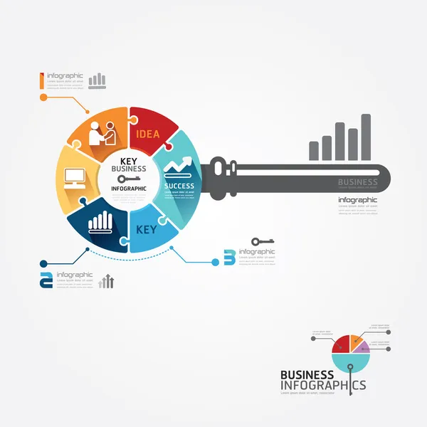 Modello infografico con chiave business jigsaw banner — Vettoriale Stock