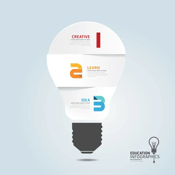 Modelo infográfico com banner de corte de papel de lâmpadas —  Vetores de Stock