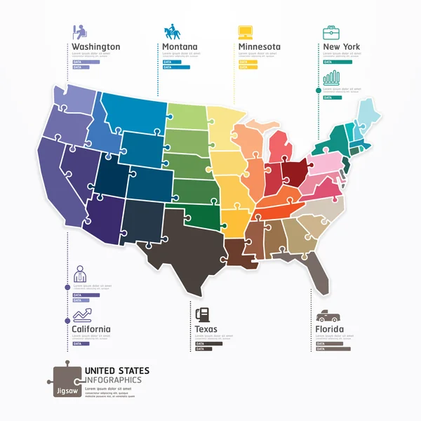 Amerika Birleşik Devletleri harita Infographic — Stok Vektör