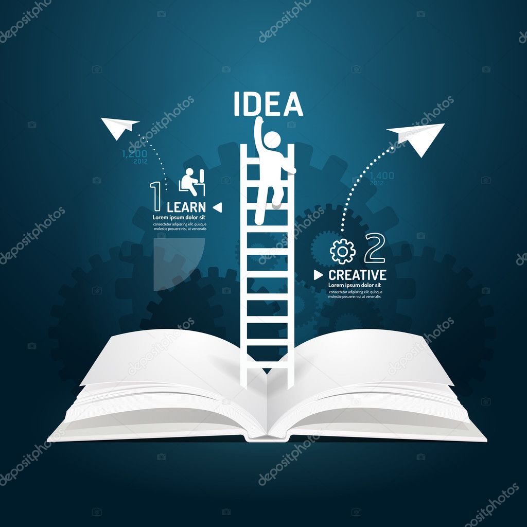 Infographic climbing ladder book diagram