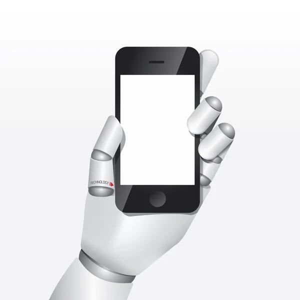 Robot main tenir smartphone — Image vectorielle