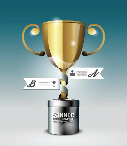 Vinnare trophy infographic design — Stock vektor