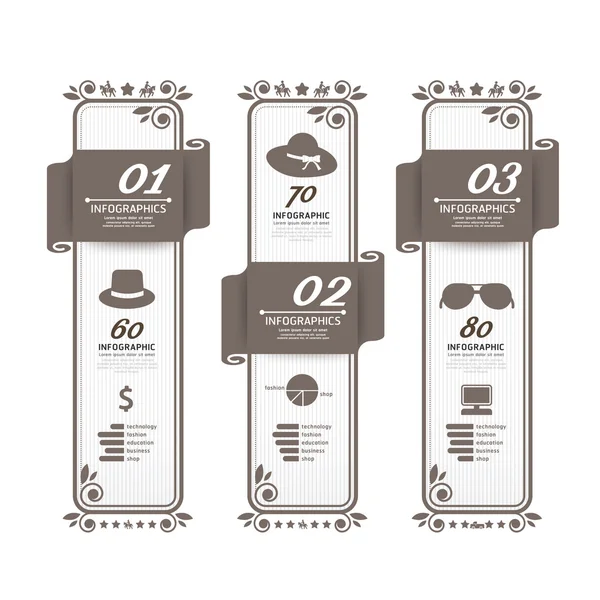 Vintage Design Labels modelo infográfico . —  Vetores de Stock