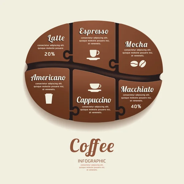 Bannière de puzzle de haricot de café — Image vectorielle