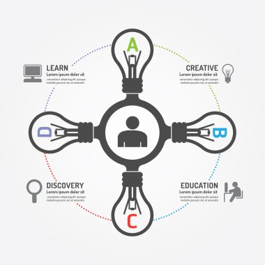 soyut ampul Infographic şablonu