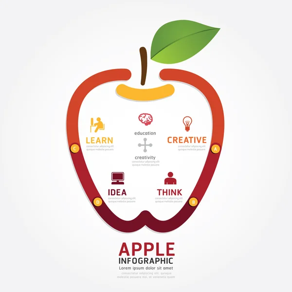 Design de cérebro de maçã infográficos —  Vetores de Stock