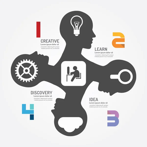 Modelo de infográfico de cabeça abstrata —  Vetores de Stock