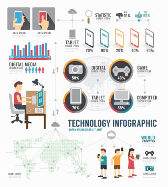 Infographic teknoloji dijital şablon tasarımı