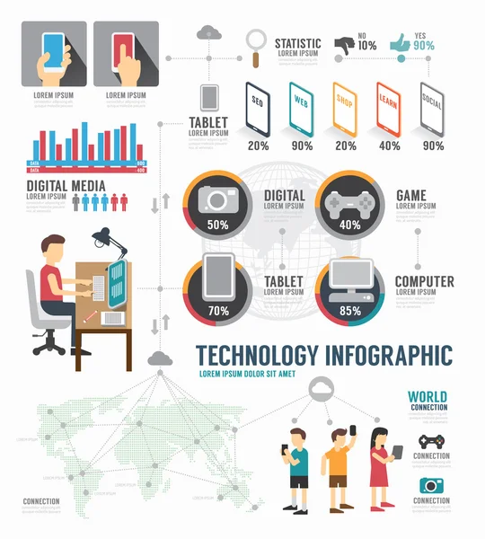Infographic Technology digital template design — Stock Vector