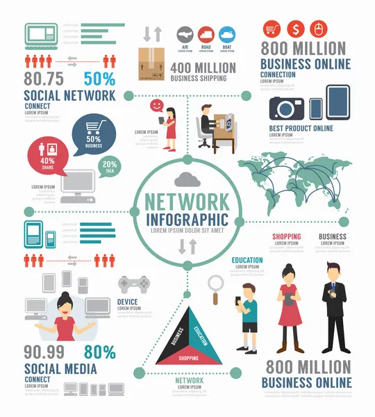 Design de modelo de rede social —  Vetores de Stock