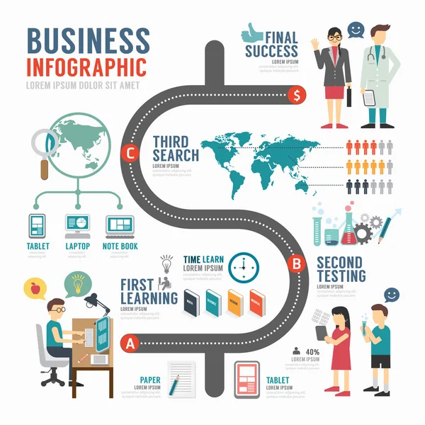 Progettazione di modelli di business infografica . — Vettoriale Stock