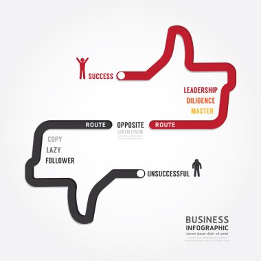 Infographic bussiness. başarı kavramı kalıp çizmek için rota 