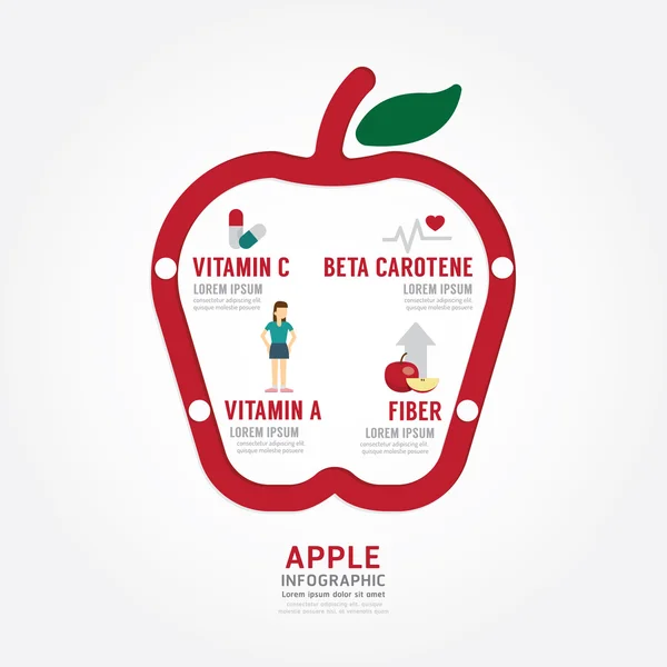 Infografik Apfel Gesundheit Konzept Vorlage Design — Stockvektor