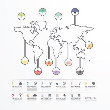 Dünya iş diyagramı çizgi stil şablonu
