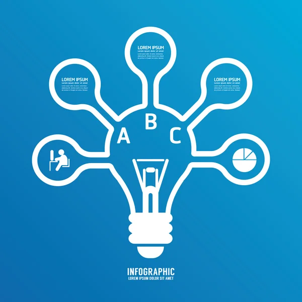 Light bulb line infographics options banner. — Stock Vector