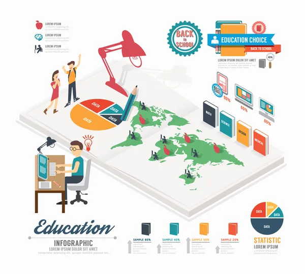 Diseño de plantilla de educación infográfica  . — Vector de stock