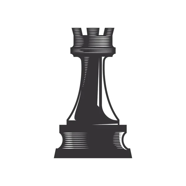 Chess Rook Vektorlinie Illustration — Stockvektor