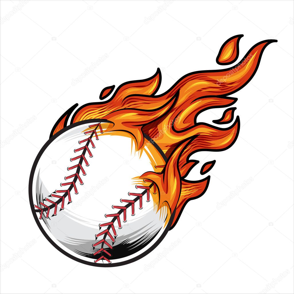 Baseball on fire Vector illustration. 