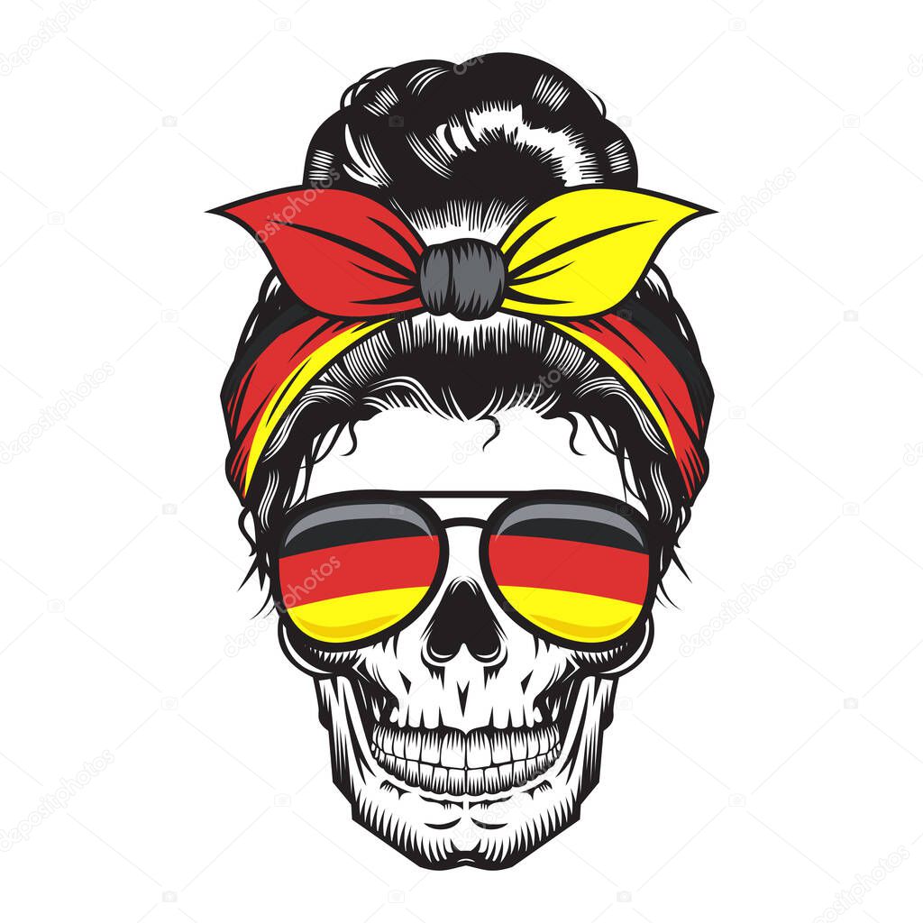 Skull Mom Germany Headband design on white background. Halloween. skull head logos or icons. vector illustration.