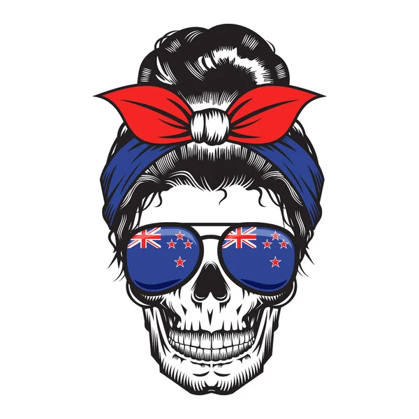 Skull Mom New Zealand Headband Design White Fone Хэллоуин Логотипы — стоковый вектор