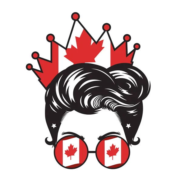 Máma Kanada Crown Head Design Bílém Pozadí Vektorová Ilustrace — Stockový vektor