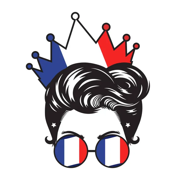 Ibu Perancis Desain Kepala Mahkota Pada Latar Belakang Putih Ilustrasi - Stok Vektor