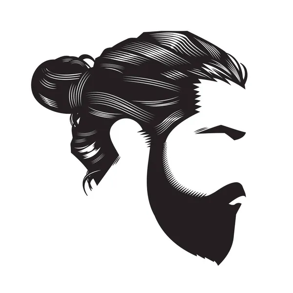 사람은 고전적 스타일의 턱수염 언더컷 삽화를 — 스톡 벡터