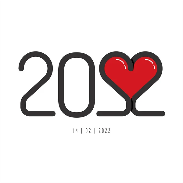 2022 Valentine Red Heart Shape Element Card Vecto — Stockvektor