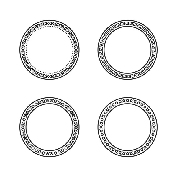 レトロなサークル中国のパターンフレームベクトルイラストセット — ストックベクタ