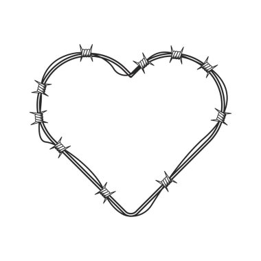 Retro-style barb kalp şablon çerçeve çizimi