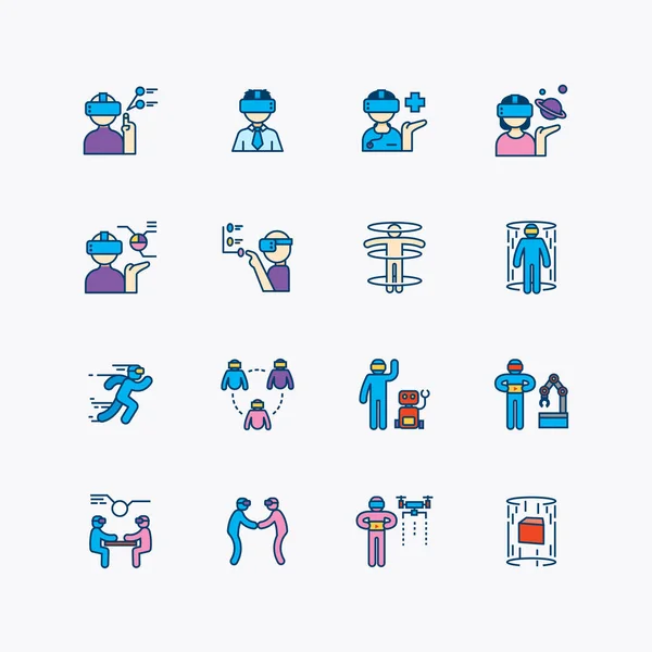 Bundle Metaverse Flat Icons Collection Simple Design Vector — Stock Vector