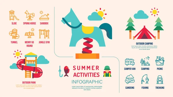 Summer Activities Infographic Design Template Design Vector — Image vectorielle