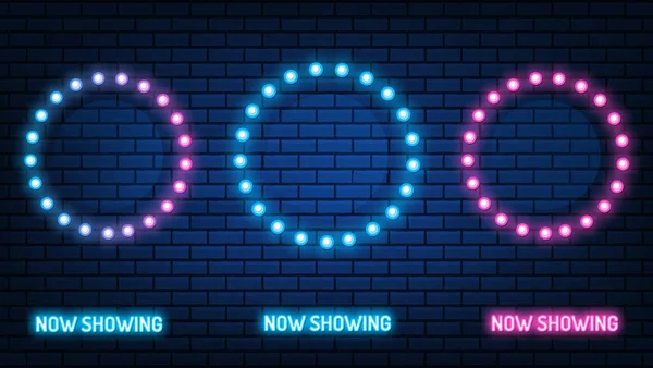 Signo Maqueta Neon Cinema Punto Neón Color Brillante Lámparas Led — Vector de stock