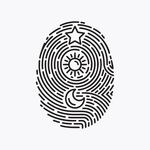 Concept Astrology Star Future Fingerprint Dna Vector Illustration — Stockový vektor
