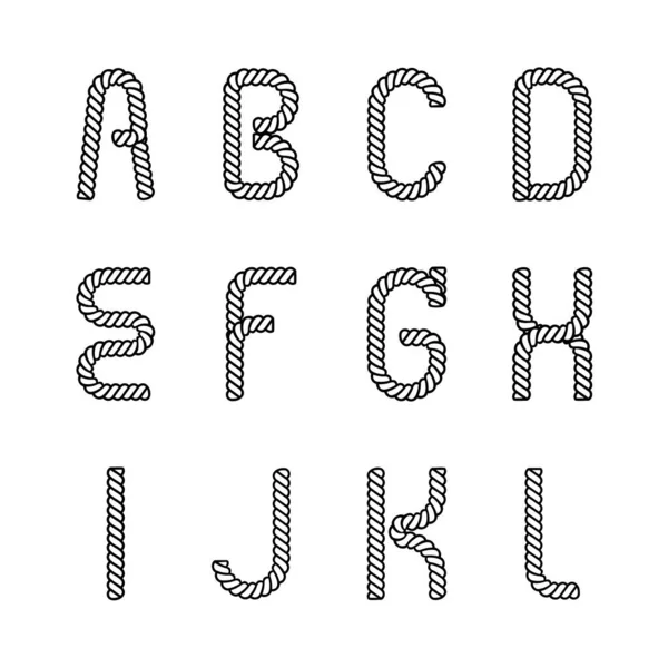 Alphabet Corde Style Moderne Design Vectoriel Police — Image vectorielle