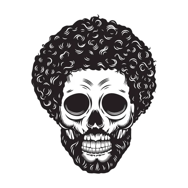 Череп Папа Afro Head Дизайн Белом Фоне Хэллоуин День Отца — стоковый вектор